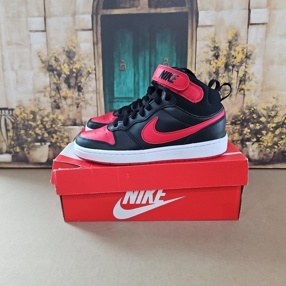Nike Court Borough Mid 2 Black University Red GS  CD7782-003